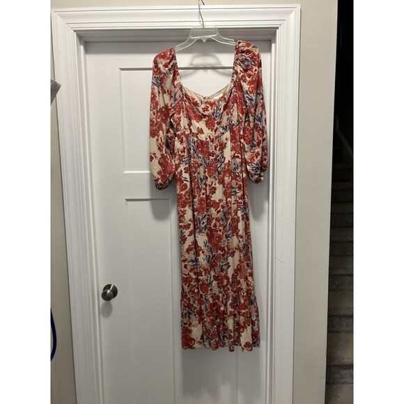 Shop Neighbor Long Sleeve Floral Print Peasant Maxi Dress Feminine Size Large - Picture 1 of 7